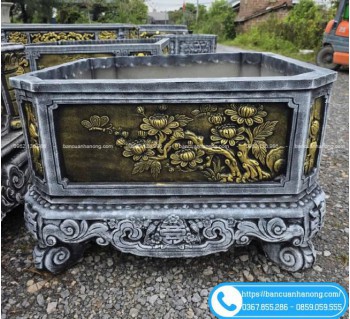 Chậu Vuông Vát 1m1 Xi Măng Cốt Thép