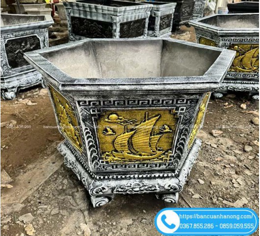 Chậu Lục Giác 85cm - Chậu Xi Măng Trồng Cây Bền Đẹp