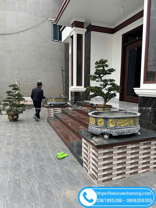 Chậu bầu dục dài 90cm sơn giả đồng