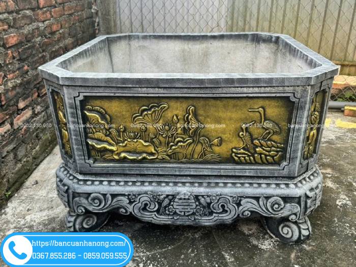 Xưởng giao chậu vuông vát 1m1 đến nhà khách