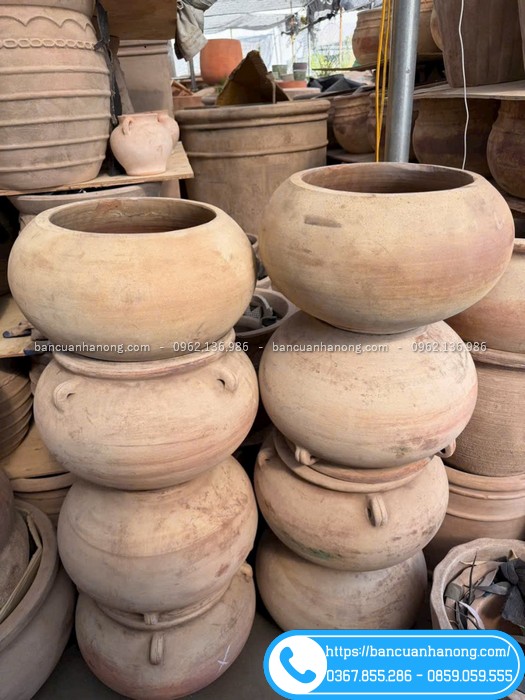 Chậu đất nung lùn có quai