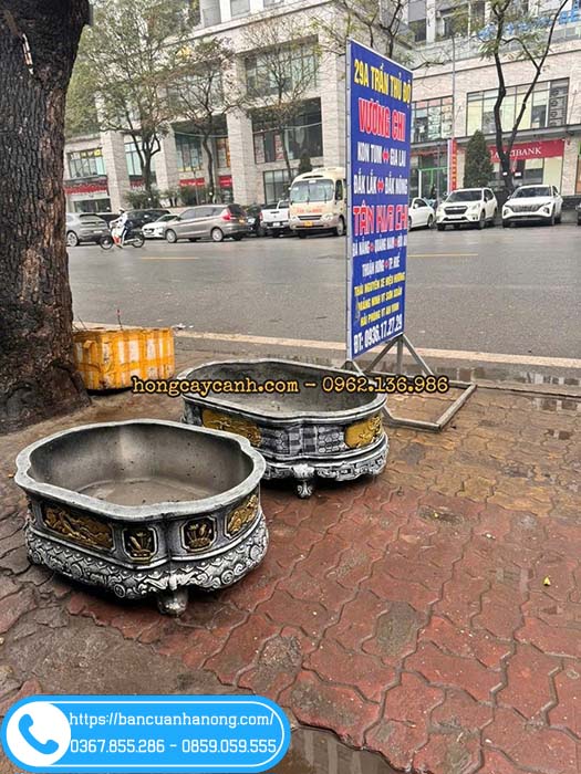 Chậu bầu dục sơn giả đồng gửi xe ghép đi tỉnh cho khách hàng