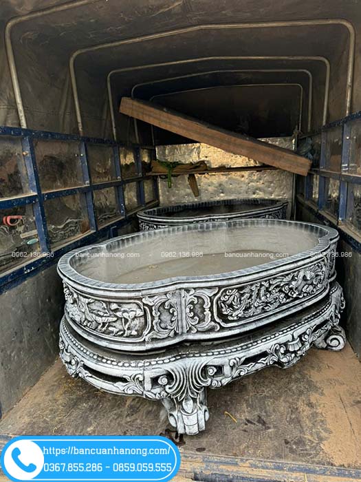 Chuyển chậu bầu dục 1m6x1m1x60cm bằng xe thùng