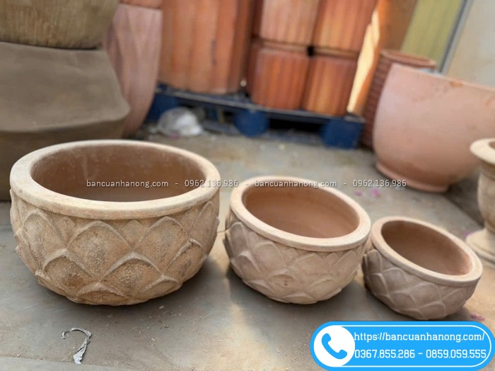 Chậu đất họa tiết vảy cá
