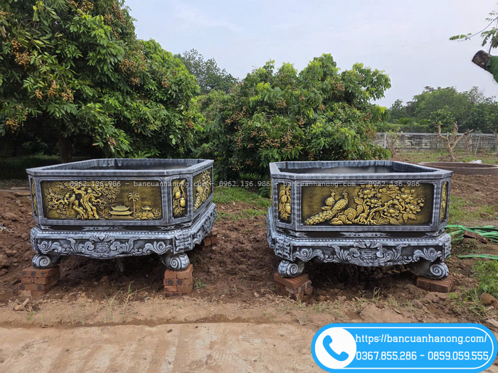 2 chậu vuông vát 1m4 xưởng giao khách hàng