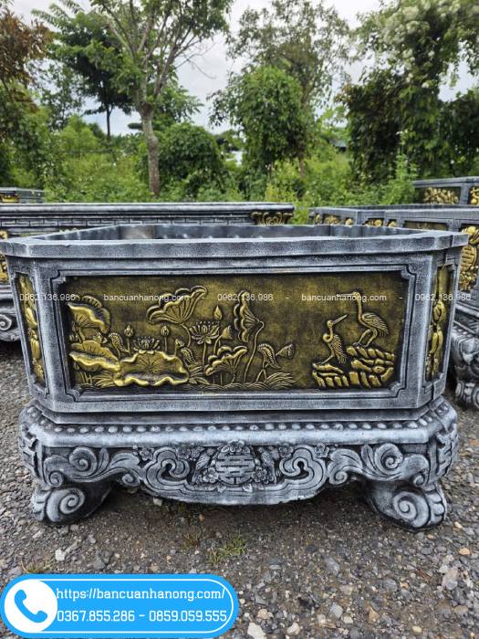 Chậu vuông vát góc sơn giả đồng