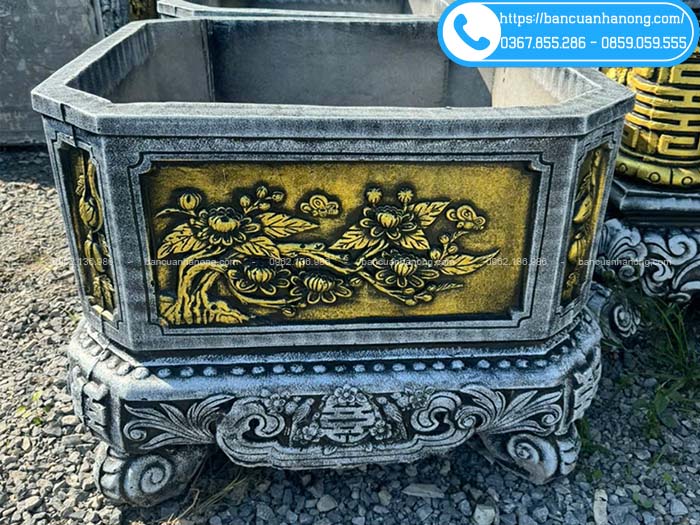 Chậu vuông vát góc sơn giả đồng