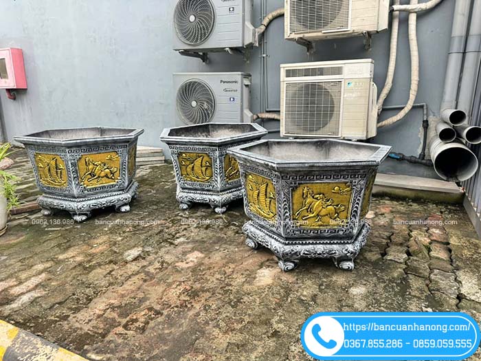 Xưởng giao chậu lục giác 85cm cho khách tại Như Quỳnh, Hưng Yên