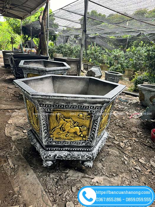 Xuởng chậu xi măng lục giác 85cm